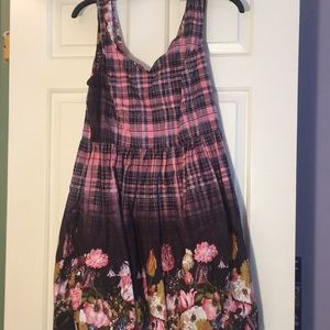 Pink plaid and floral tank top dress